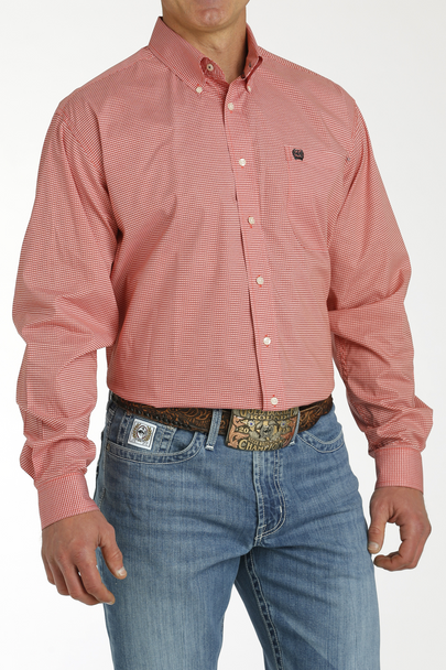 CINCH RED PRINTED SPANDEX WEAVE - MENS SHIRT  - MTW1105749