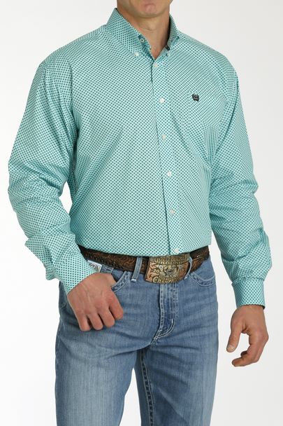 CINCH BLUE GEOMETRIC PLAIN WEAVE - MENS SHIRT  - MTW1105753