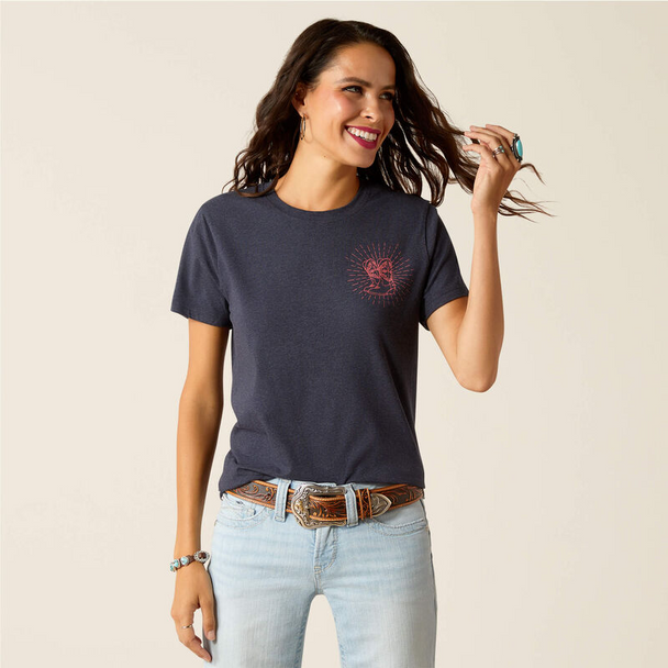 ARIAT GENUINE ADMIRALTY BLUE HEATHER - LADIES TEE  - 10051297