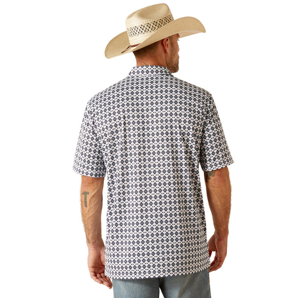 ARIAT ALL OVER PRINT WHITE CORE - MENS POLO  - 10051314