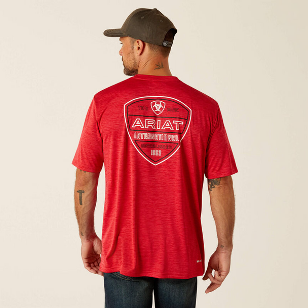 ARIAT CHARGER CRESTLINE CHILLIE RED - MENS TEE  - 10051355