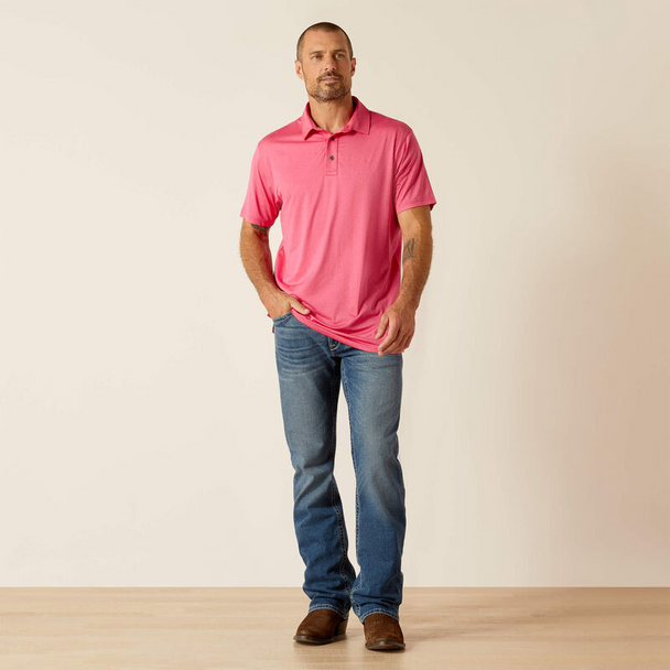 ARIAT CHARGER 2.0 FITTED PINK PULSE - MENS POLO  - 10051312