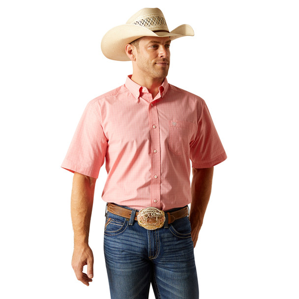 ARIAT JONAH CONCH SHELL CORAL PLAID - MENS SHIRT  - 10051464