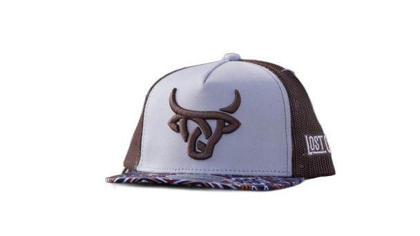LOST CALF YOUTH BROWN AZTEC 3D LOGO - HATS CAP  - DAKOTA KID