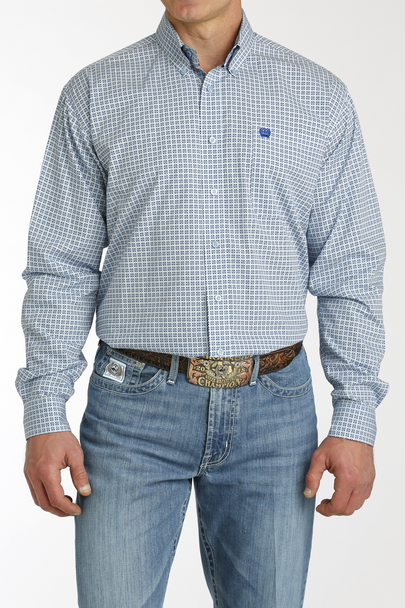 CINCH LIGHT BLUE GEOMETRIC PRINT - MENS SHIRT  - MTW1105761