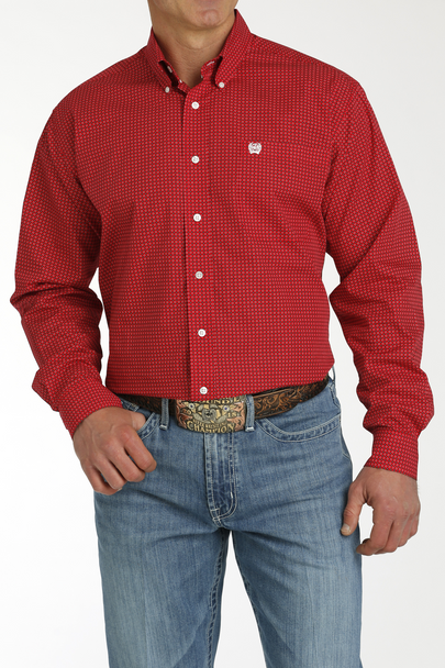 CINCH RED GEOMETRIC PRINT - MENS SHIRT  - MTW1105769