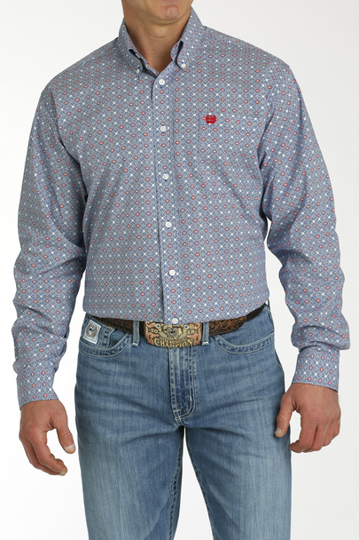 CINCH ROYAL BLUE GEOMETRIC PRINT - MENS SHIRT  - MTW1105765