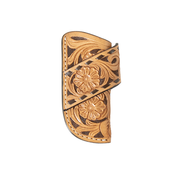 3-D BELT HAND TOOLED FLORAL TAN - ACC KNIVE SHEATH  - D8402502