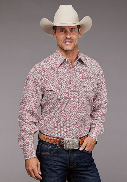 STETSON WINE VINTAGE PRINT SNAP - MENS SHIRT  - 11-001-0425-5027WI