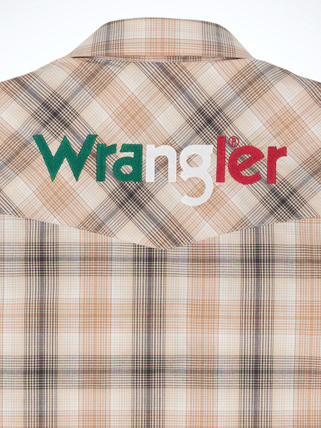WRANGLER MEXICO LOGO PLAID TAN SNAP - MENS SHIRT  - 112352381