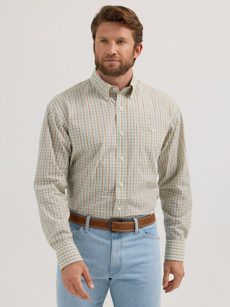 WRANGLER CLASSICS TAN PLAID - MENS SHIRT  - 112352418