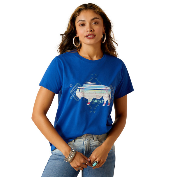 ARIAT BUFFALO SURF THE WEB BLUE - LADIES TEE  - 10051418