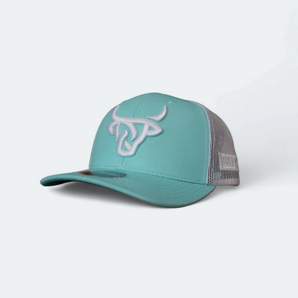LOST CALF 3D LOGO LIGHT TEAL WITH WHITE - HATS CAP  - TEAL WHITE CURVE