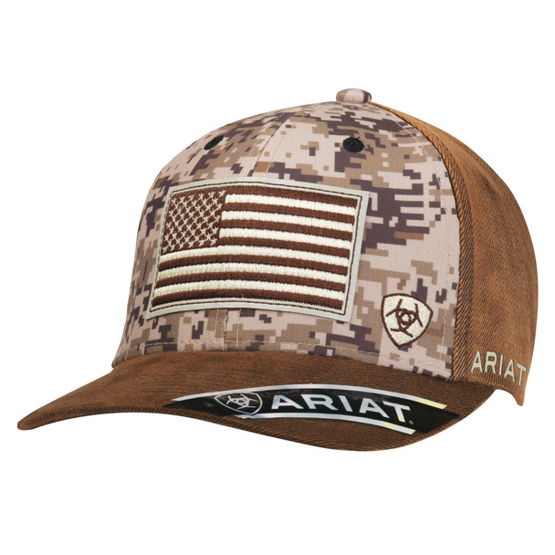 ARIAT DIGITAL CAMO USA FLAG BROWN - HATS CAP  - 15094156