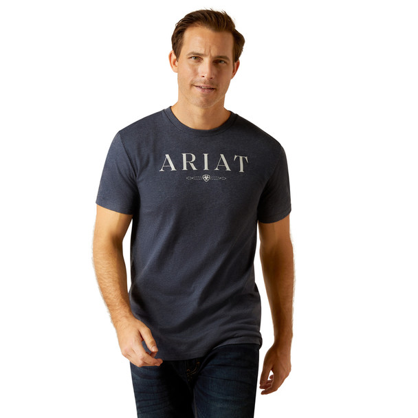 ARIAT B&W LOGO HEATHER GREY - MENS TEE  - 10052492