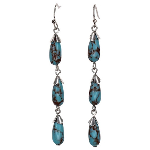 JUSTIN  3 TEARDROP TURQUOISE CHARMS - ACCESSORIES JEWELRY EARRINGS - 24208EJ1