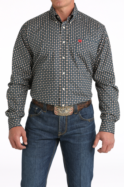 CINCH STRETCH MEDALLION NAVY PRINT - MENS SHIRT  - MTW1105808