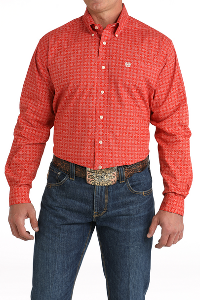 CINCH RED GEOMETRIC PRINT - MENS SHIRT  - MTW1105803