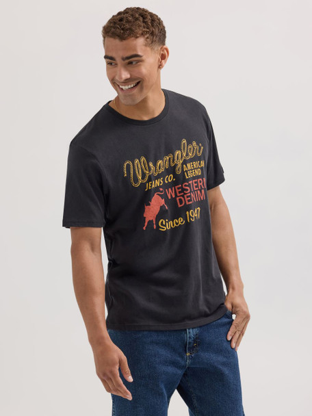 WRANGLER DENIM BULL TEE BLACK - MENS TEE  - 112353904