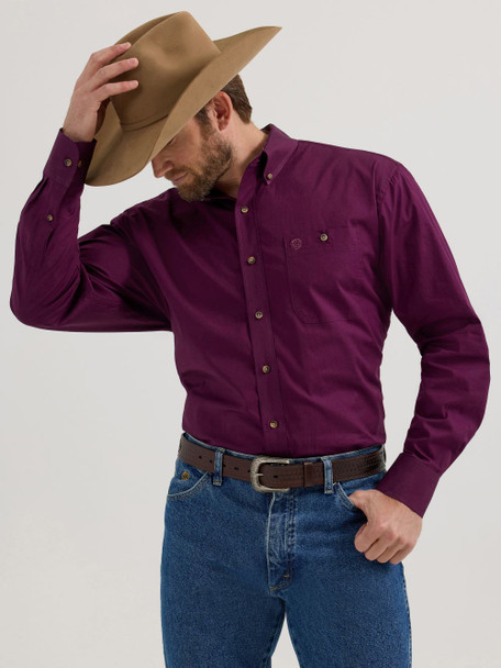 WRANGLER GEORGE STRAIT SOLID PLUM - MENS SHIRT  - 112356611