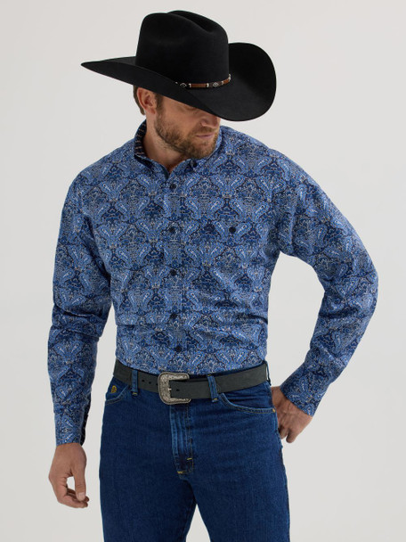 WRANGLER GEORGE STRAIT BLUE PAISELY - MENS SHIRT  - 112356605