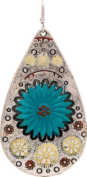RAIN BLUE DAISY TEARDROP - ACCESSORIES JEWELRY EARRINGS - E3503S