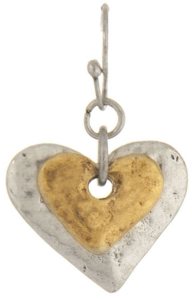 RAIN TWO TONE HEARTS - ACCESSORIES JEWELRY EARRINGS - E1451TT