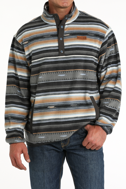 CINCH BLACK/TAN STRIPED POLAR FLEECE - MEN SWEATER  - MWK1514024
