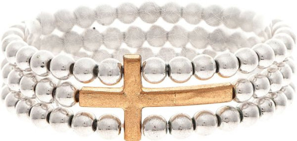 RAIN TWO TONE CROSS - ACCESSORIES JEWELRY BRACELET - B2160TT