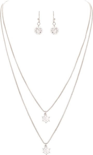 RAIN DOUBLE CHAIN CRYSTAL DROP SET - ACCESSORIES JEWELRY SET - N2925S