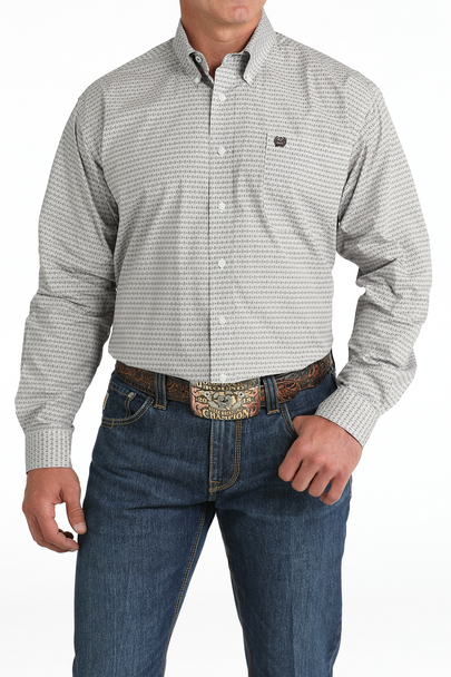 CINCH WHITE GEOMETRIC PRINT - MENS SHIRT  - MTW1105817