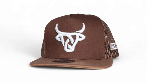 LOST CALF 3D LOGO BROWN TAN WHITE LOGO - HATS CAP  - CUNA FLAT