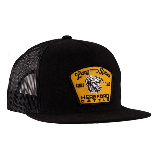 LAZY J RANCH WEAR BLACK GOLD HOT SHOT 5 PANEL - HATS CAP  - BLKBLK4-HS-GLD