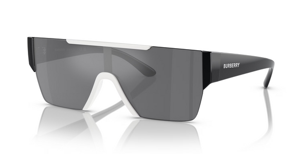 BURBERRY WHITE GREY MIRROR BLACK SHIELD - SUNGLASS BURBERRY  - 429140496G