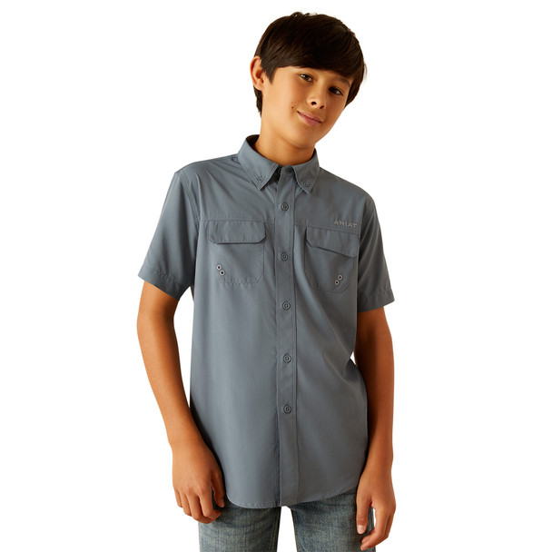 ARIAT VENTTEK OUTBOUND NEWSBOY BLUE - KIDS BOYS SHIRT - 10055418