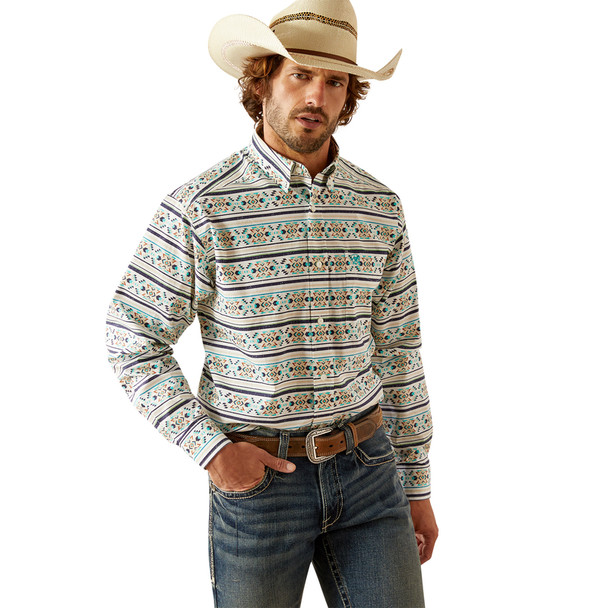 ARIAT JUDGE CLASSIC FIT TEAL PRINT - MENS SHIRT  - 10054694