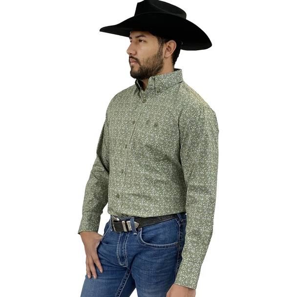 WRANGLER GEORGE STRAIT GREEN PRINT - MENS SHIRT  - 112359974