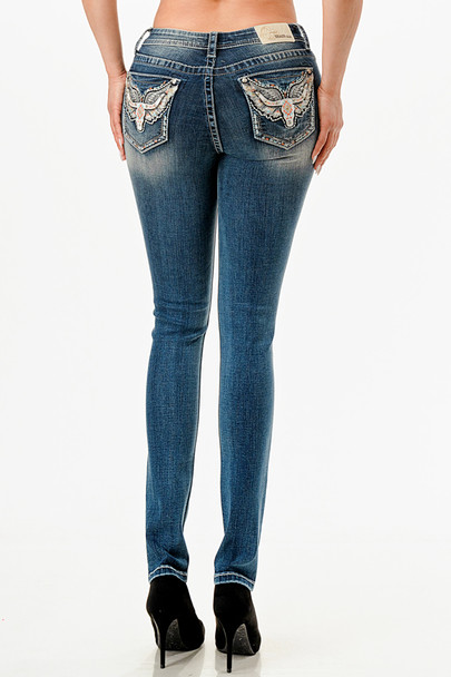 GRACE IN LA WING STEER PRINT - LADIES JEANS  - EB51960B