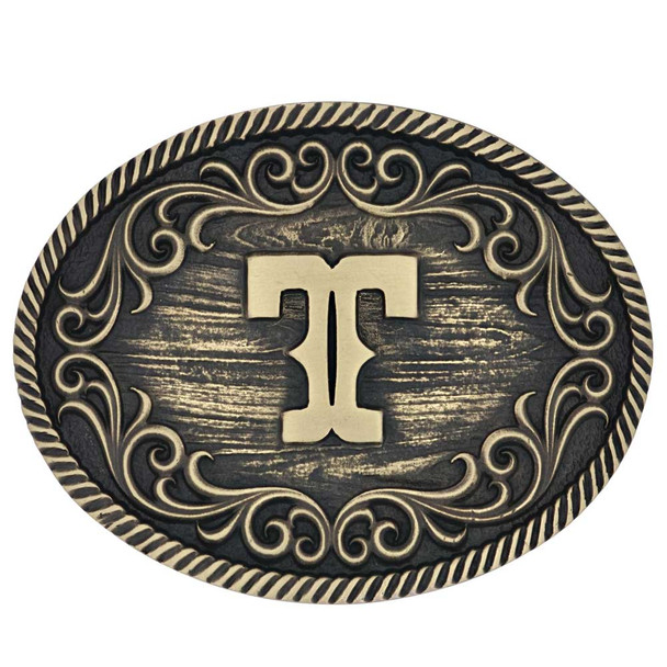 ATTITUDE BY MONTANA SILVERSMITHS FILIGREE INITIAL T - ACC BUCKLE  - A915T