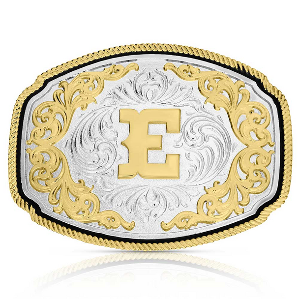 ATTITUDE BY MONTANA SILVERSMITHS WESTERN INITIAL BUCKLE E - ACC BUCKLE  - A1047E