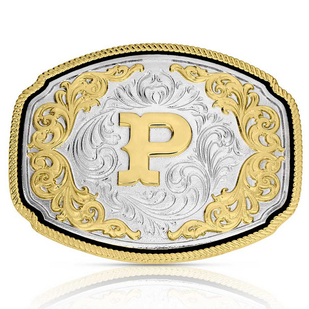 ATTITUDE BY MONTANA SILVERSMITHS WESTERN INITIAL BUCKLE P - ACC BUCKLE  - A1047P