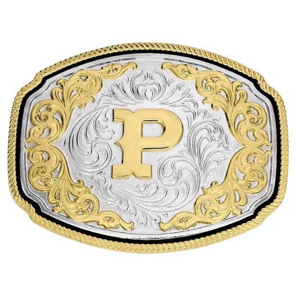 ATTITUDE BY MONTANA SILVERSMITHS WESTERN INITIAL BUCKLE P - ACC BUCKLE  - A1047P