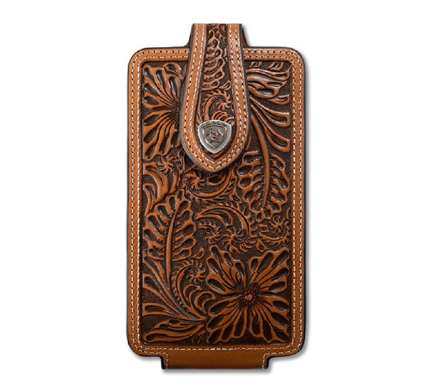 ARIAT FLORAL EMBOSSED SHIELD BROWN - ACC CELL PHONE CASE  - A0604448