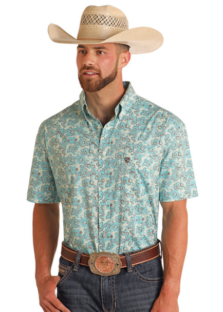 PANHANDLE SLIM PAISLEY TURQUOISE PRINT - MENS SHIRT  - BMN3S05850