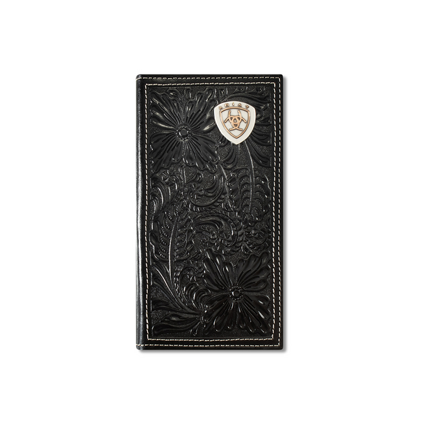 ARIAT FLORAL EMBOSSED SHIELD BLACK - ACCESSORIES WALLET  - A3559701