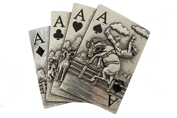 NOCONA 4 OF A KIND ACES CARDS - ACC BUCKLE  - 37946