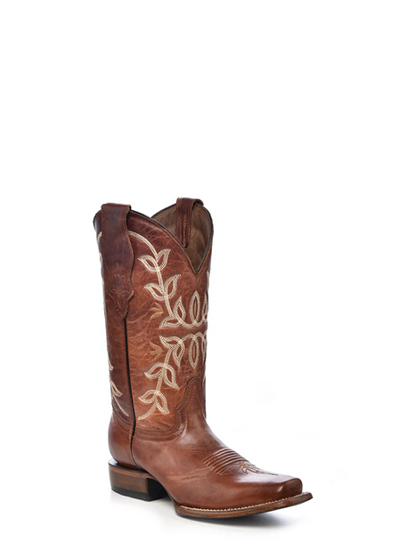 CORRAL COGNAC EMBROIDERY SQUARE TOE - BOOT LADIES  - L2000