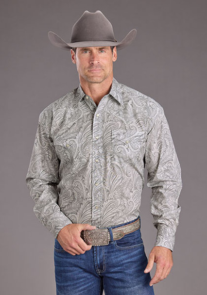 STETSON SMOKE PAISLEY POCKET PRINT - MENS SHIRT  - 11-001-0425-2065GY