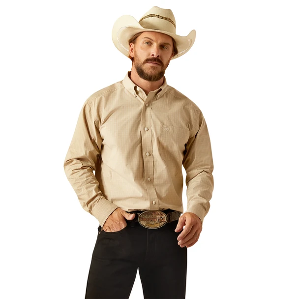 ARIAT CAYSON PRO CLASSIC KHAKI PLAID - MENS SHIRT  - 10054675
