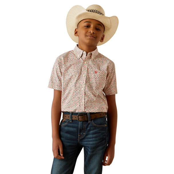 ARIAT CHAPMAN CLASSIC FIT RED PRINT - KIDS BOYS SHIRT - 10054781